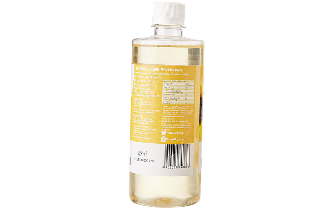 Turn Organic Sunflower Oil    Bottle  500 millilitre